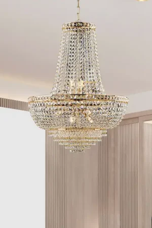 Affare Lampadario classico grande con struttura in metallo e paralume in vetro - 42W - IP20