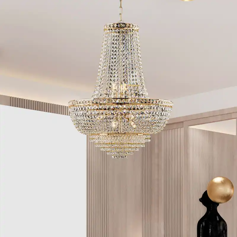 Affare Lampadario classico grande con struttura in metallo e paralume in vetro - 42W - IP20