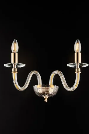 Applique classica da parete 2 luci con struttura in metallo e dettagli in vetro - 42W - IP20 Prezzo Conveniente