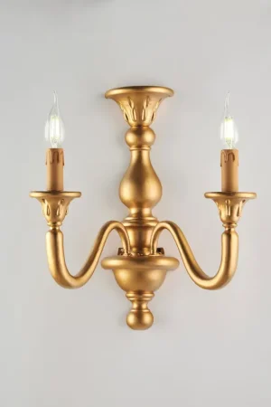 Applique da parete classica con struttura in legno con doppio braccio - 42W - IP20 Spedizione Espresso