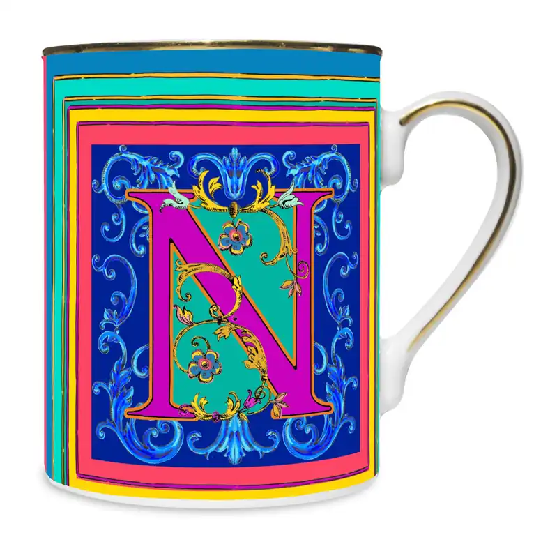 Mug in porcellana dal design classico "lettera N" Prezzo Conveniente