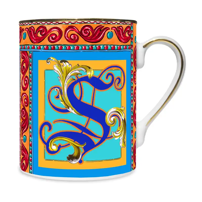 Mug in porcellana dal design classico "lettera S" Spedizione Espresso