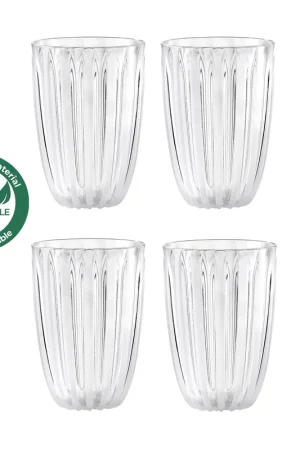 Set 4 pezzi bicchieri per acqua in bio-plastica dal design moderno Nuova Collezione