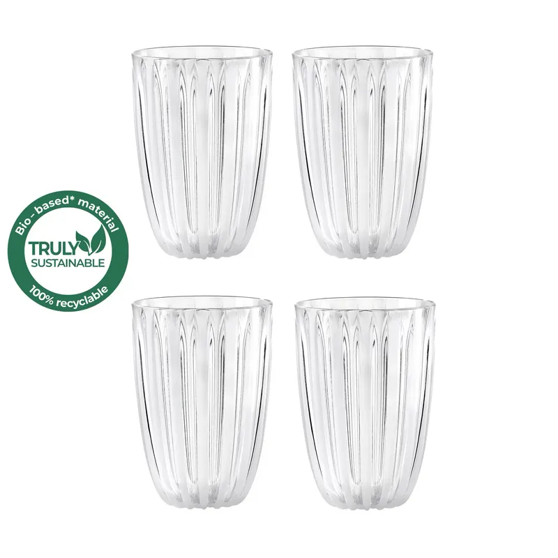Set 4 pezzi bicchieri per acqua in bio-plastica dal design moderno Nuova Collezione