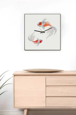 Orologio da parete quadrato in metallo dal design moderno "CARPE KOI" Solo Oggi