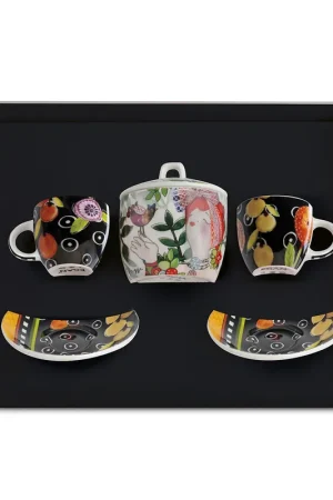 Set 2 tazzine da caffè con piattino e zuccheriera in porcellana Compra Online