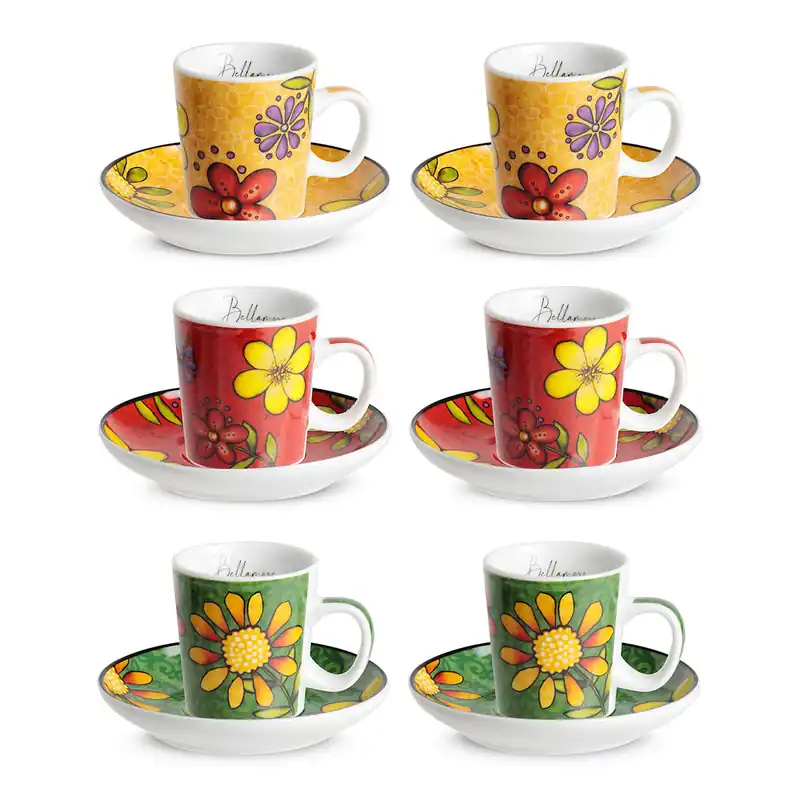 Set 6 tazzine di caffè in porcellana dal design moderno Solo Oggi