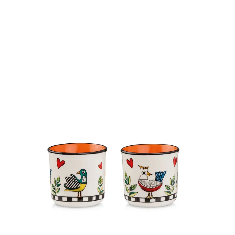 Acquista Ora Set 2 bicchieri in porcellana decorata dal design moderno