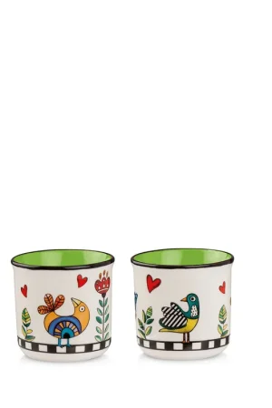Set 2 bicchieri in porcellana decorata dal design moderno Offerta