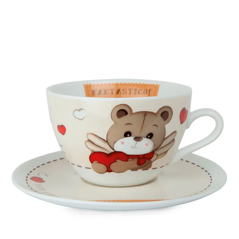 Bomboniera Battesimo - Tazza colazione e piattino con orsacchiotto Promo Stagionale