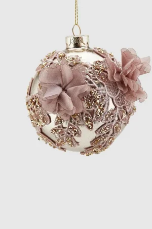 Affare Decorazione natalizia palla di natale in vetro ricamata