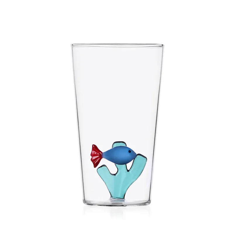 Bicchiere in vetro per long drink con pesciolino Prezzo Basso