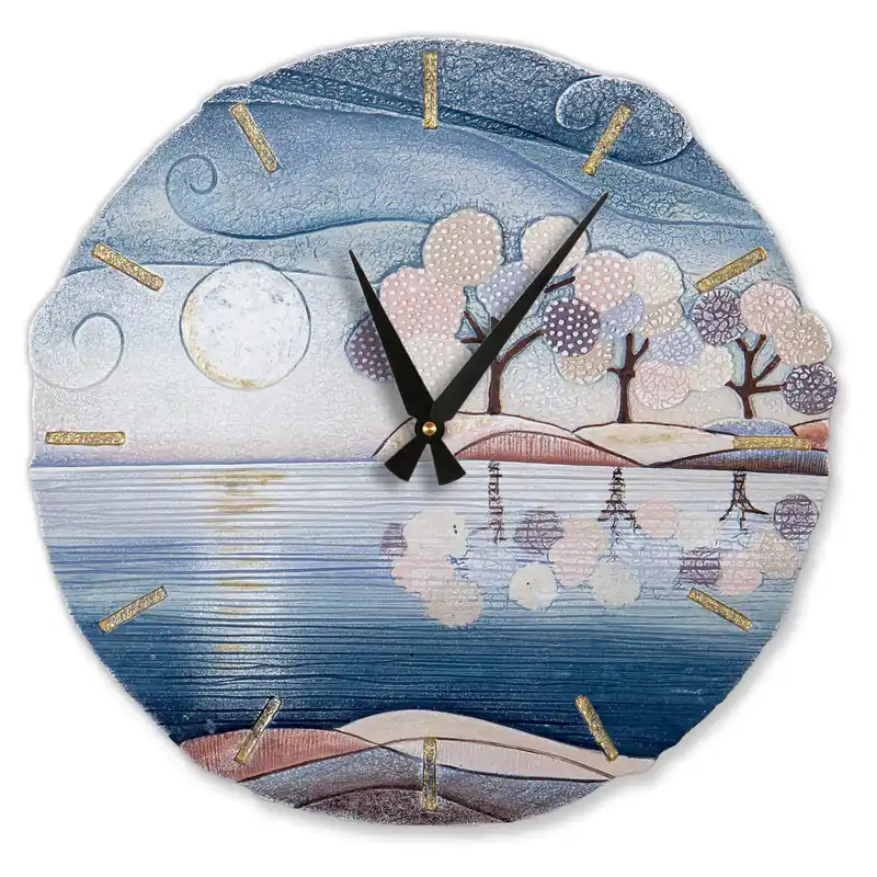 Subito Disponibile Orologio da parete rotondo con bassorilievo con retro in legno massello