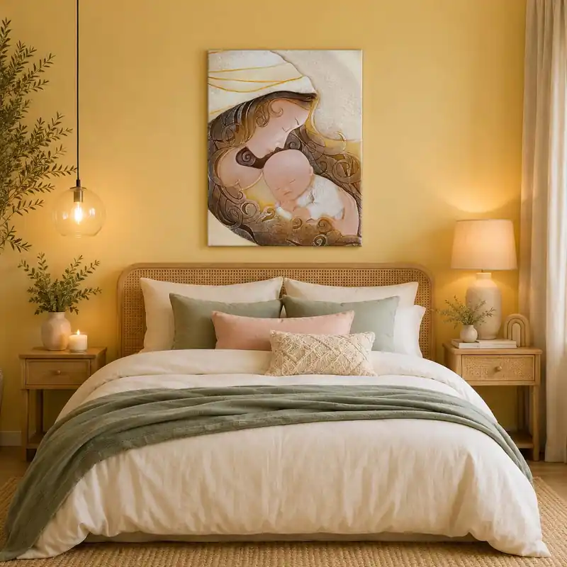 Capezzale maternità verticale con bassorilievo dipinto a mano con retro in legno Bestseller