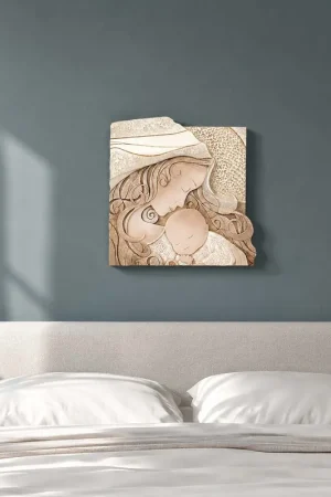 Capezzale maternità quadrato con bassorilievo dipinto a mano retro in legno Compra Oggi Stesso