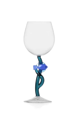 Calice in vetro con pesciolino dal design moderno ed elegante Popolare