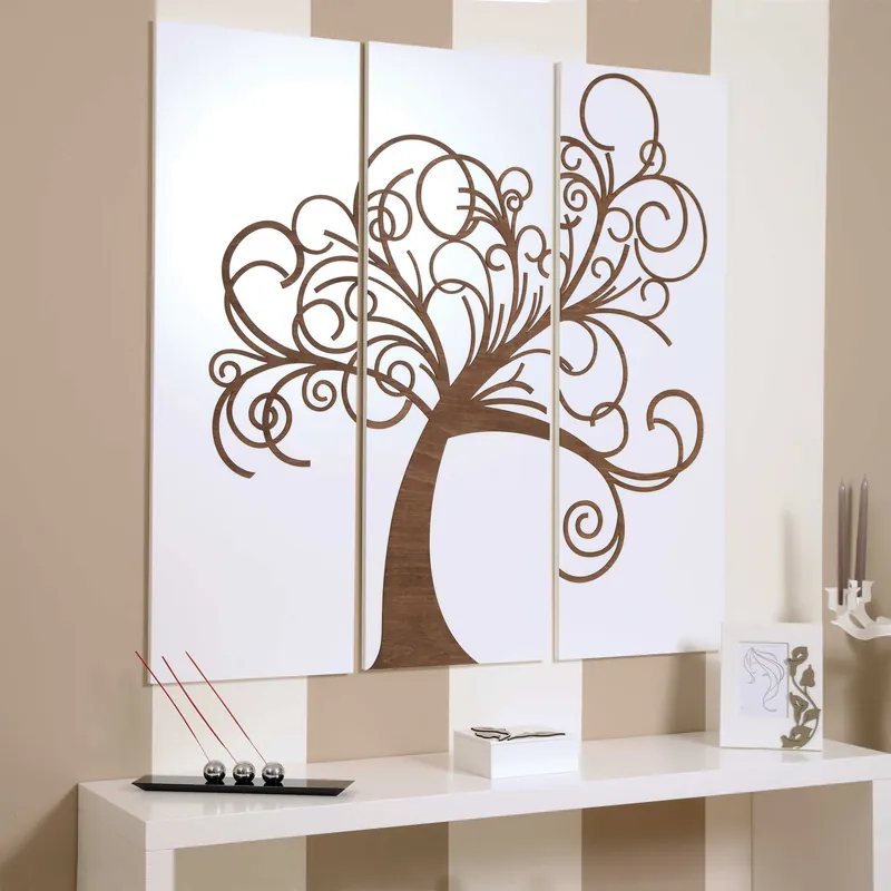 Set 3 pannelli in legno incisi a laser dal design moderno Occasione