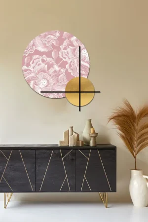 Quadro pannello in legno rotondo dal design moderno con stampa applicata Compra Online