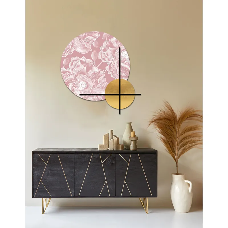 Quadro pannello in legno rotondo dal design moderno con stampa applicata Compra Online
