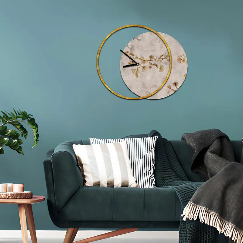 Orologio da parete rotondo in legno dal design moderno con stampa applicata Prezzo Scontato