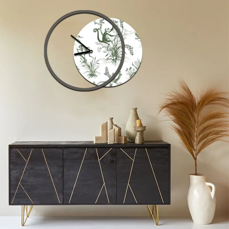 Di Tendenza Orologio da parete rotondo in legno dal design moderno con stampa applicata