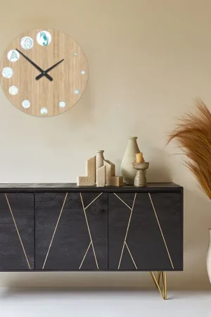 Spedizione Espresso Orologio da parete rotondo in legno con decori marini