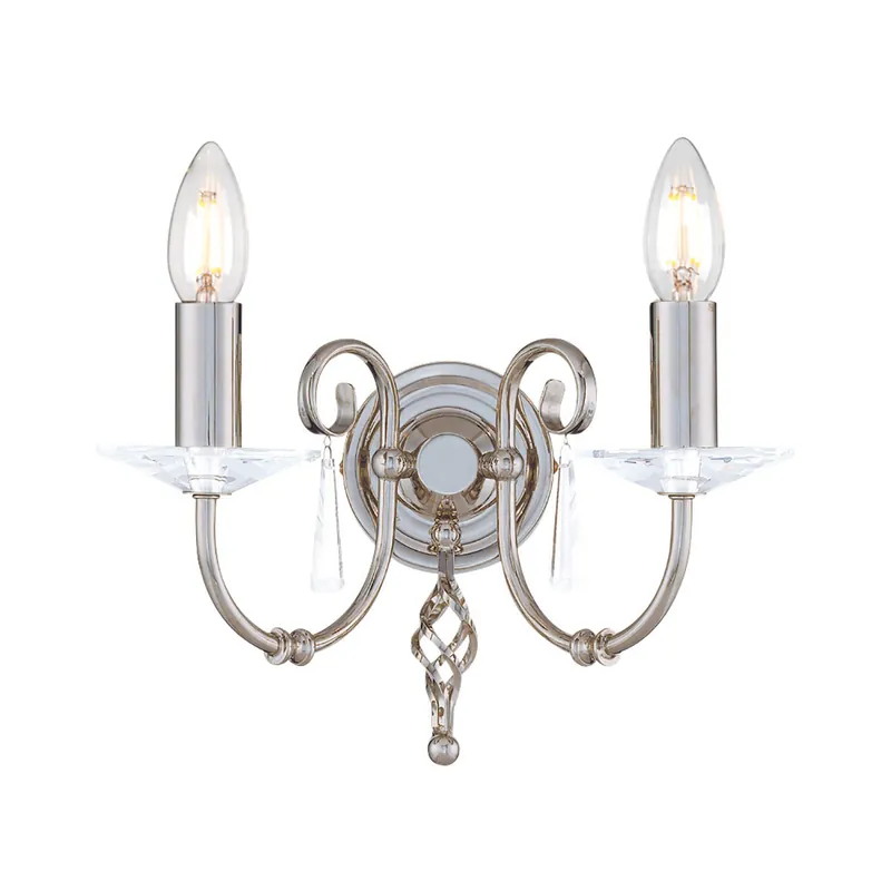 Applique a parete classica in acciaio con due diffusori per ingresso e salone - 60W - IP20 Must-Have