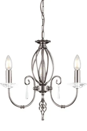 Sconto Lampadario classico regolabile in altezza con tre braccia in acciaio - 60W - IP20