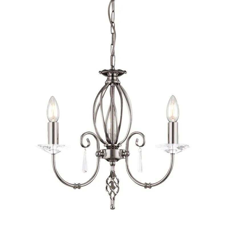 Sconto Lampadario classico regolabile in altezza con tre braccia in acciaio - 60W - IP20