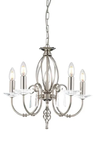 Subito Disponibile Lampadario classico regolabile in altezza con cinque braccia in acciaio - 60W - IP20
