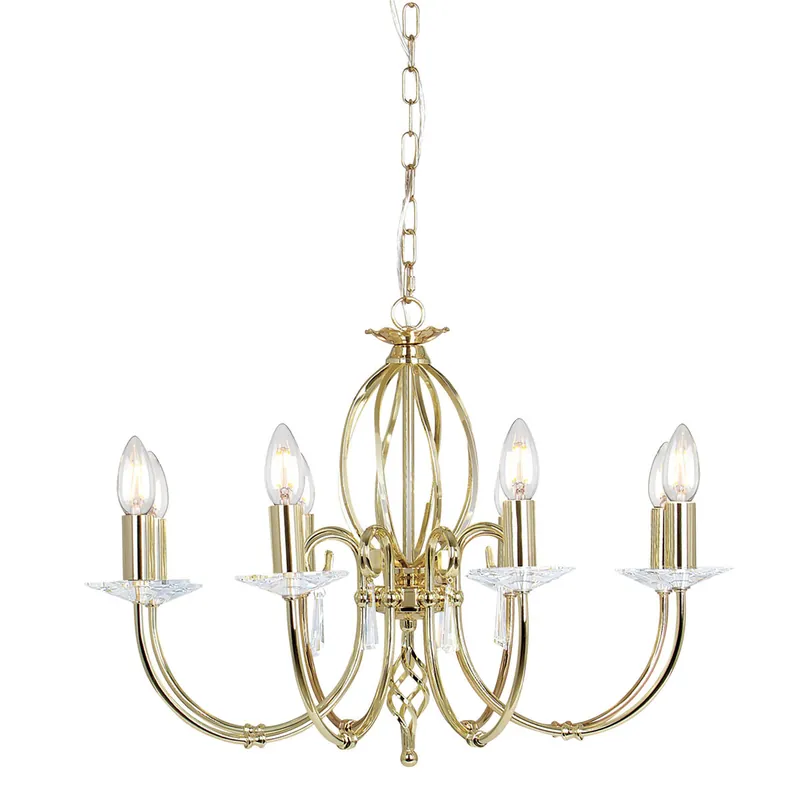 Subito Disponibile Lampadario classico regolabile in altezza grande con otto braccia in acciaio - 60W - IP20