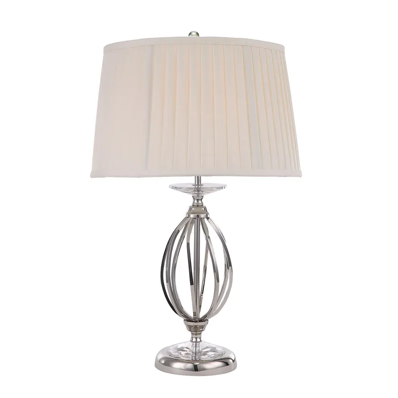 Nuova Collezione Lampada da tavolo classica con struttura in acciaio e paralume in tessuto - 60W - IP20