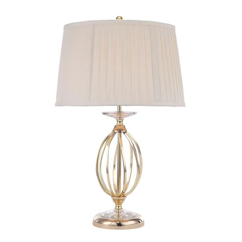 Lampada da tavolo classica con struttura in acciaio e paralume in tessuto - 60W - IP20 Novità