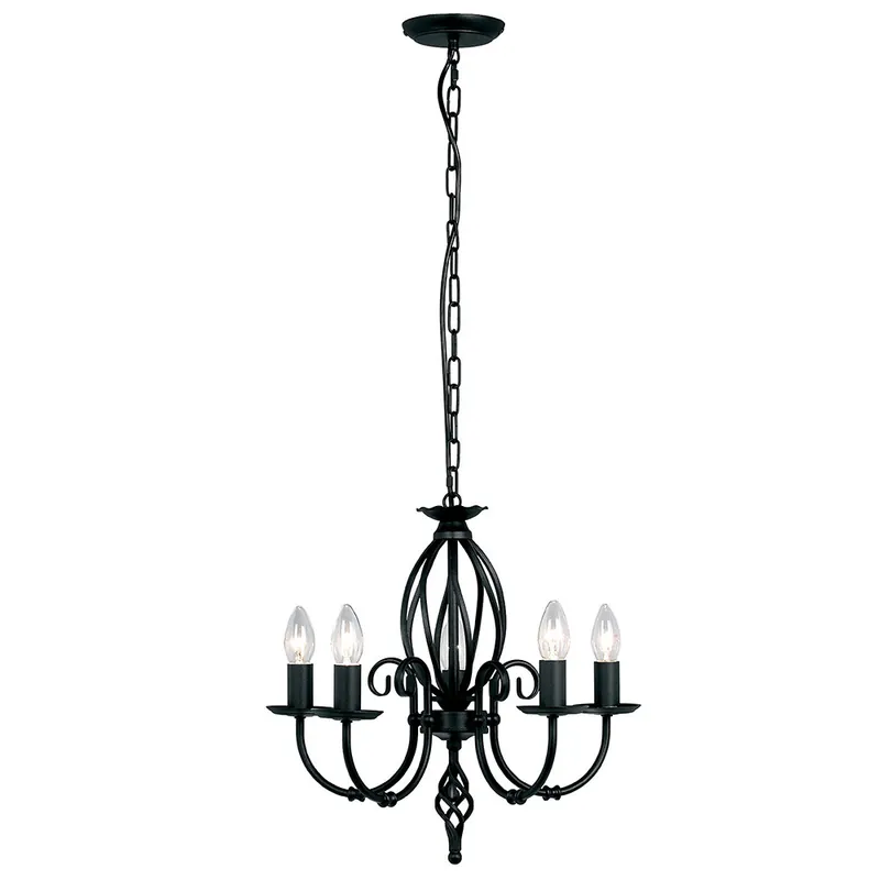 Lampadario classico da arredo con cinque diffusori in acciaio senza paralume - 60W - IP20 Ultime Pezzi