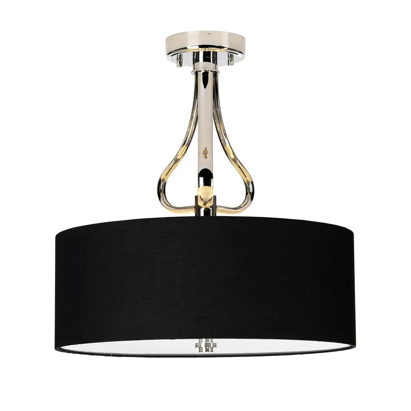 Plafoniera da soffitto in metallo cromato diffusore a LED e paralume in tessuto - 3W - IP44 Soddisfatti O Rimborsati
