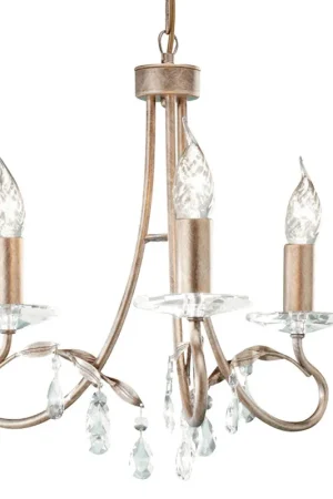 Acquista Ora Lampadario a 3 luci in acciaio con pendenti in cristallo dal design classico - 60W - IP20