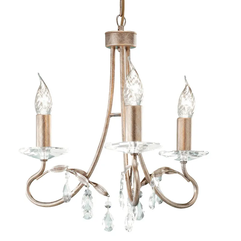 Acquista Ora Lampadario a 3 luci in acciaio con pendenti in cristallo dal design classico - 60W - IP20