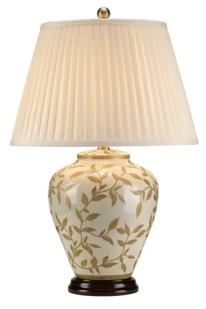 Compra Adesso Lampada da tavolo in porcellana dal design classico e paralume in tessuto crema - 60W - IP20