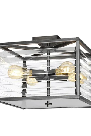 Promo Stagionale Plafoniera con quattro diffusori dal design moderno in acciaio e vetro - 60W - IP20