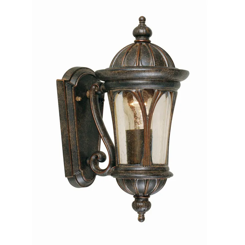 Acquista Ora Lanterna da parete rustica piccola da esterni struttura in alluminio e vetro - 100W - IP44