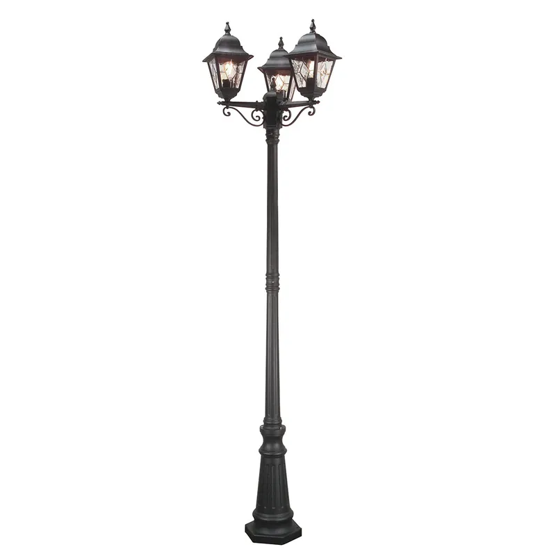 Spedizione Espresso Lampione a 3 luci da esterno e giardino con struttura in alluminio e vetro - 100W - IP44