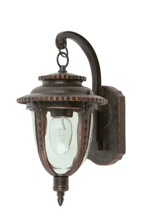 Compra Oggi Stesso Lanterna da parete media da esterno con struttura in metallo e vetro soffiato - 100W - IP44