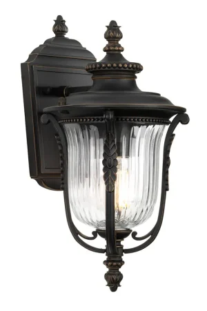 Compra Online Lanterna da parete piccola per esterni rustica in acciaio con diffusore in vetro - 100W - IP44