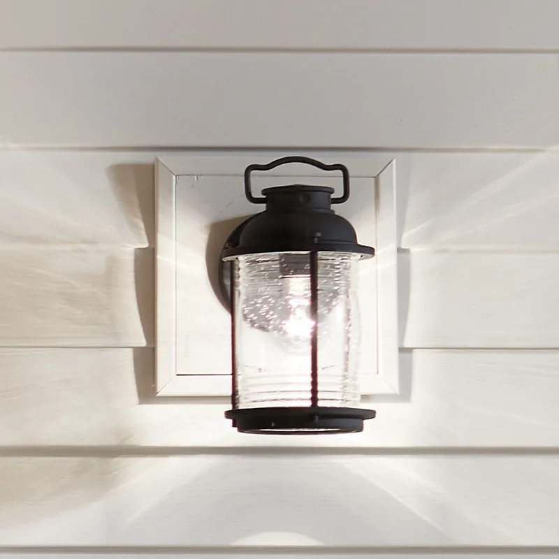 Lanterna da parete a 1 luce struttura piccola in acciaio e diffusore in vetro - 60W - IP44 Nuovo Arrivo