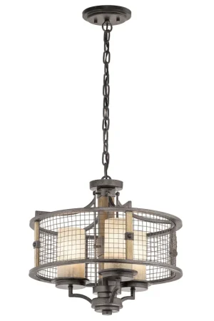Promozione Esclusiva Lampadario con struttura in metallo design rustico e 3 diffusori in vetro - 60W - IP20