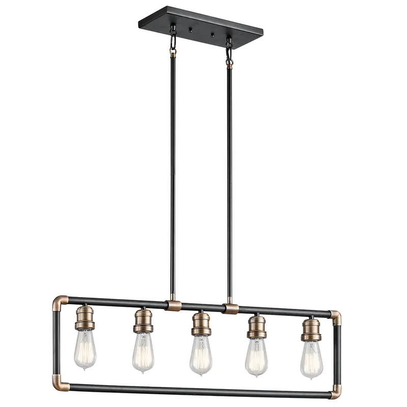 Lampadario lineare con 5 luci struttura in acciaio dal design industrial - 60W - IP20 Pagamento Sicuro