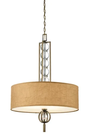 Compra Oggi Stesso Lampada a sospensione classica 3 diffusori in tessuto inserti in cristallo - 100W - IP20