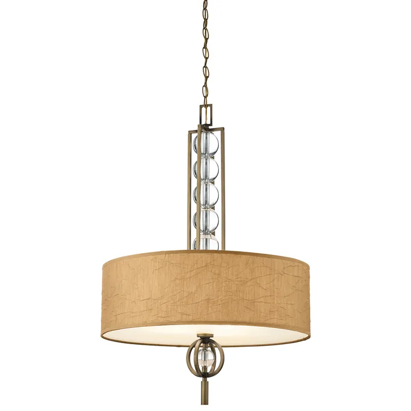 Compra Oggi Stesso Lampada a sospensione classica 3 diffusori in tessuto inserti in cristallo - 100W - IP20