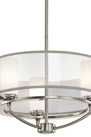 Spedito Oggi Lampadario medio a 3 luci con diffusore in vetro e organza dal design moderno - 3W - IP20