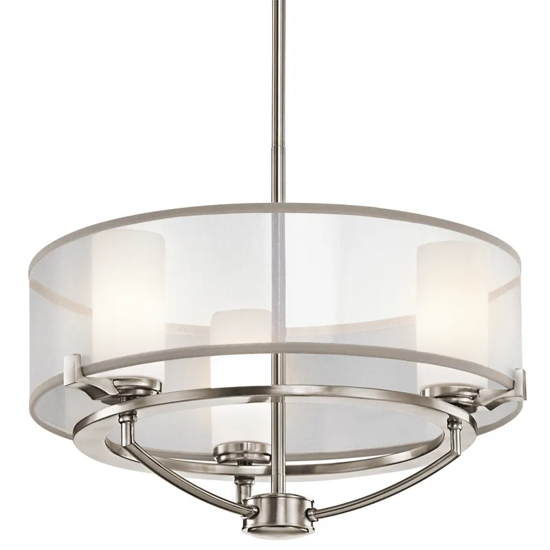 Spedito Oggi Lampadario medio a 3 luci con diffusore in vetro e organza dal design moderno - 3W - IP20